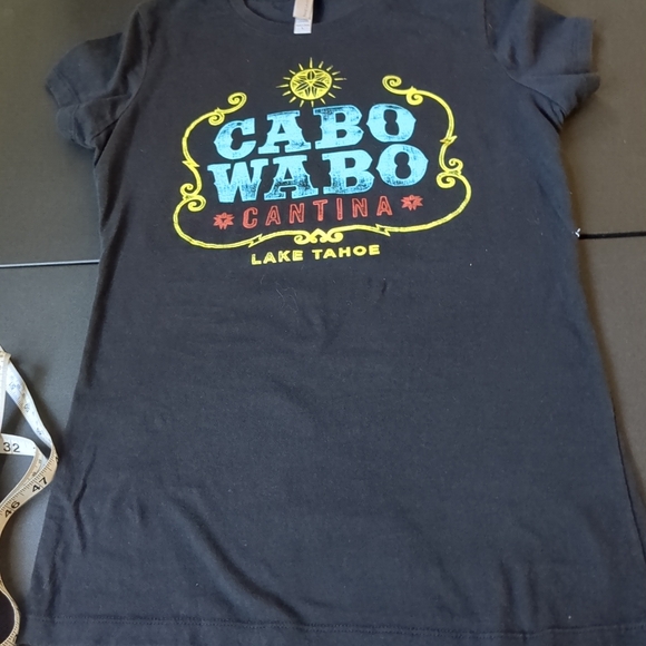 Next Level Apparel Black Tee with Blue and Yellow Print - Picture 4 of 5